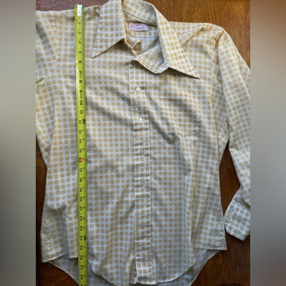 Vintage 1970s Men’s Arrow Getaway Long Sleeve Button Down Size Large Yellow Gold - Picture 15 of 16